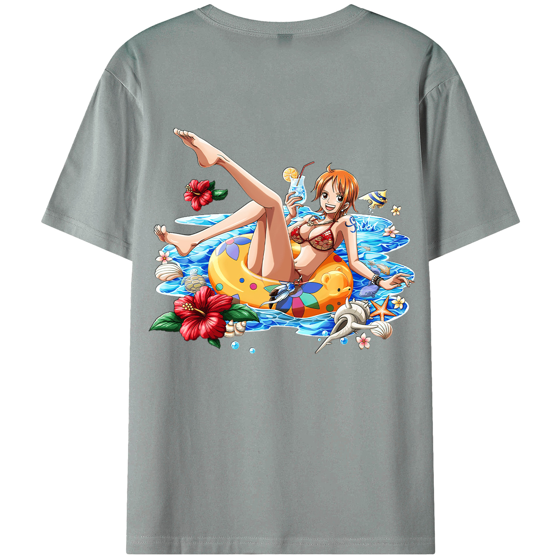 （画像用） ワンピース ナミ ONE PIECE Nami 綿100％ メンズ半袖Tシャツ（バックプリント） 通気性